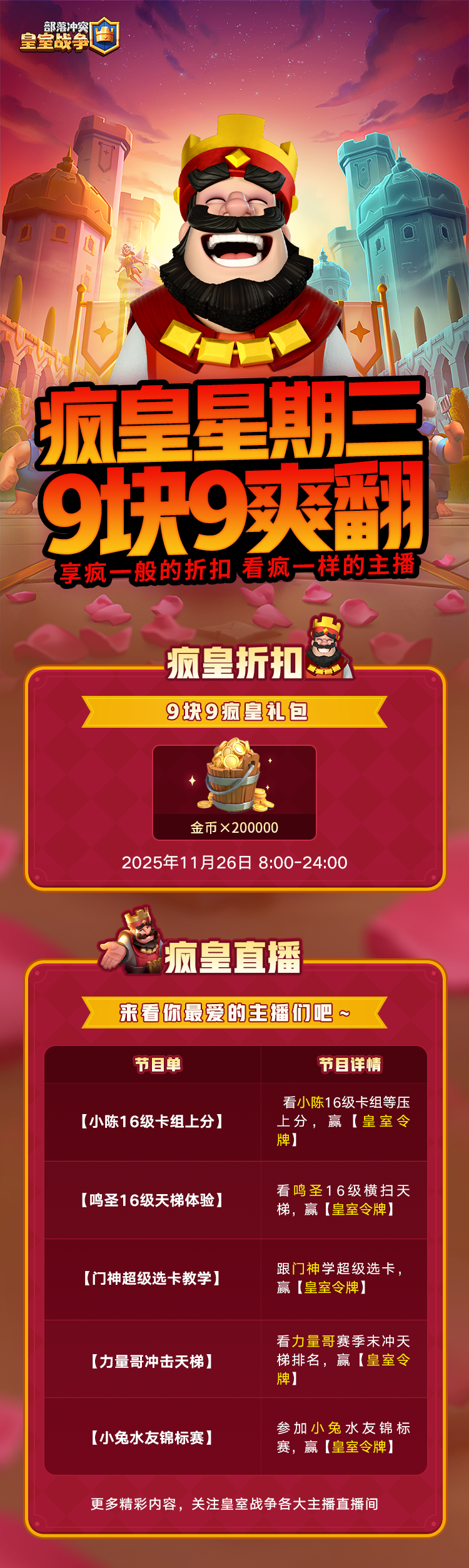 疯皇星期三！金币从天而降！