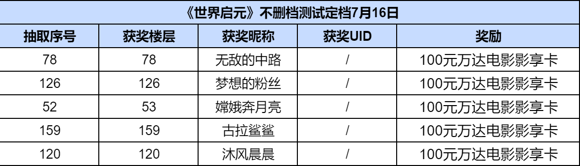 【已开奖】《世界启元》不删档测试定档7月16日