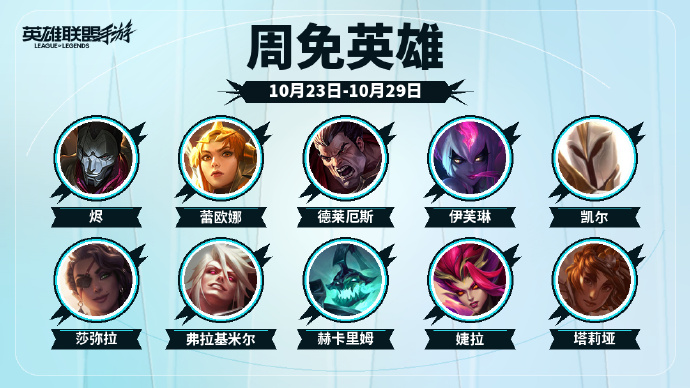 游戏资讯：《英雄联盟手游》新一期周免公布；《金铲铲之战》小小蒙多医生免费送