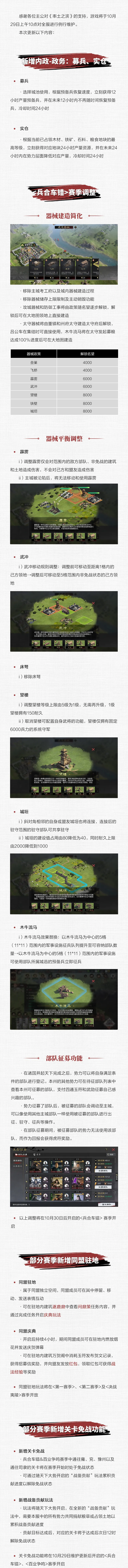《率土之滨》10月29日例行更新预告
