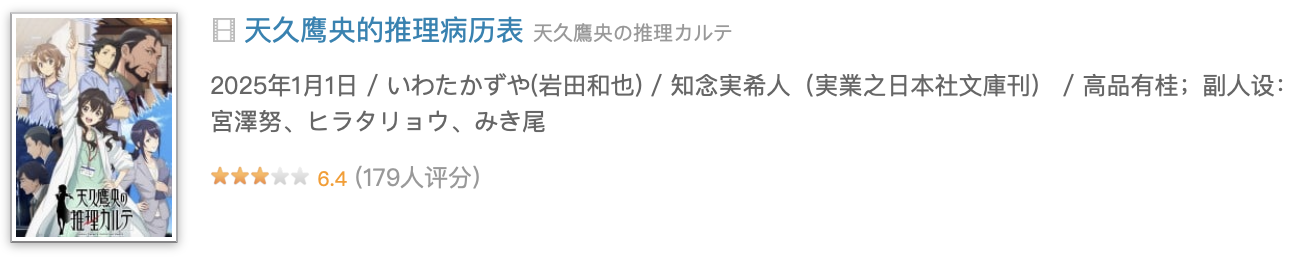 P9一月新作——《天久鹰央的推理病历表》两集连播，开分6.4好评居多？