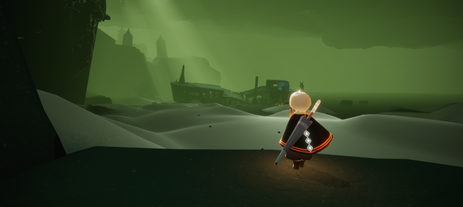 就是图中的这个地方,红色光芒会一直在这里转来到方舟后一直往前面飞