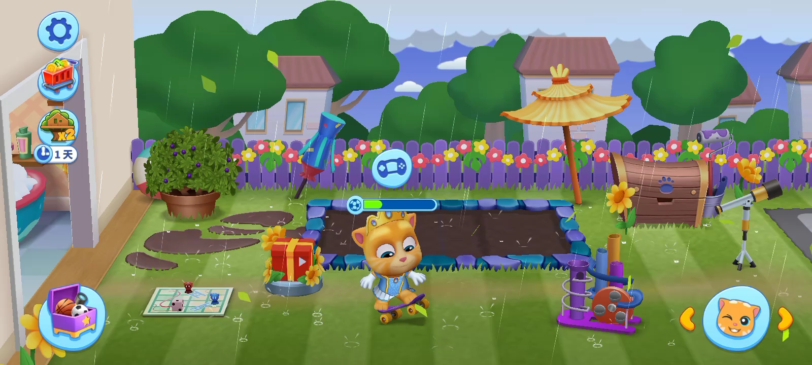 汤姆猫总动员：金杰公主在下雨天玩滑板