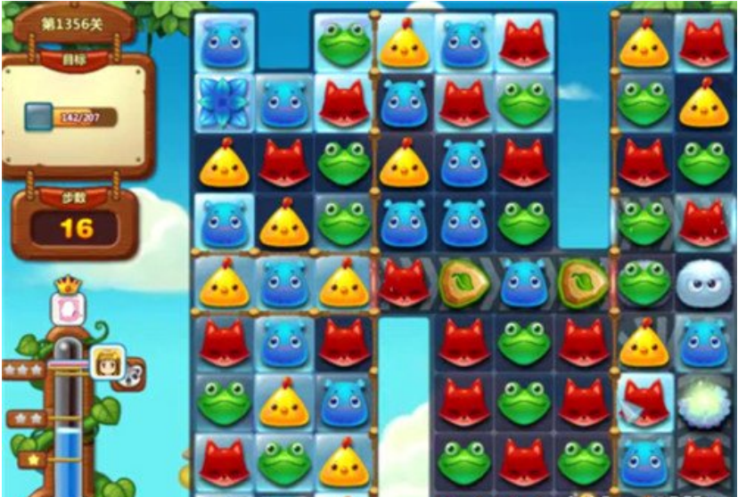 开心消消乐1356关解开宝箱轻松通关