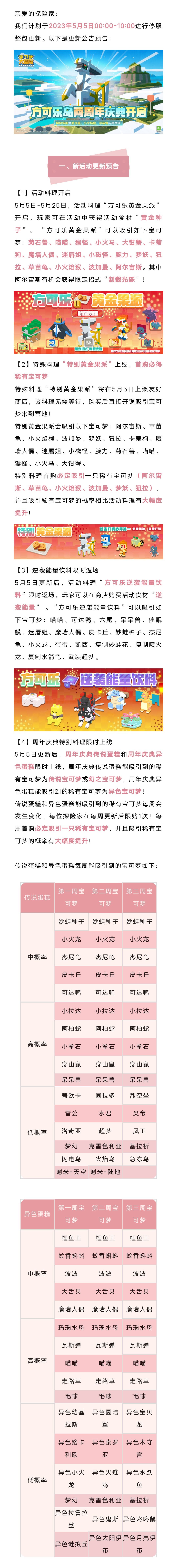 【更新公告】两周年庆典版本开启，惊喜福利重磅来袭！