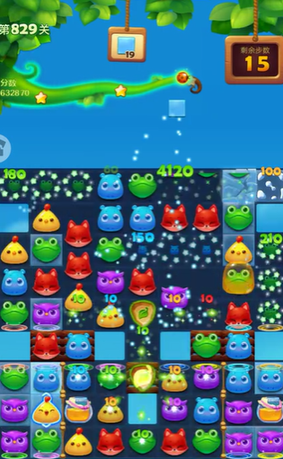 开心消消乐：第829关利用精灵特效处理障碍物再激活魔法石