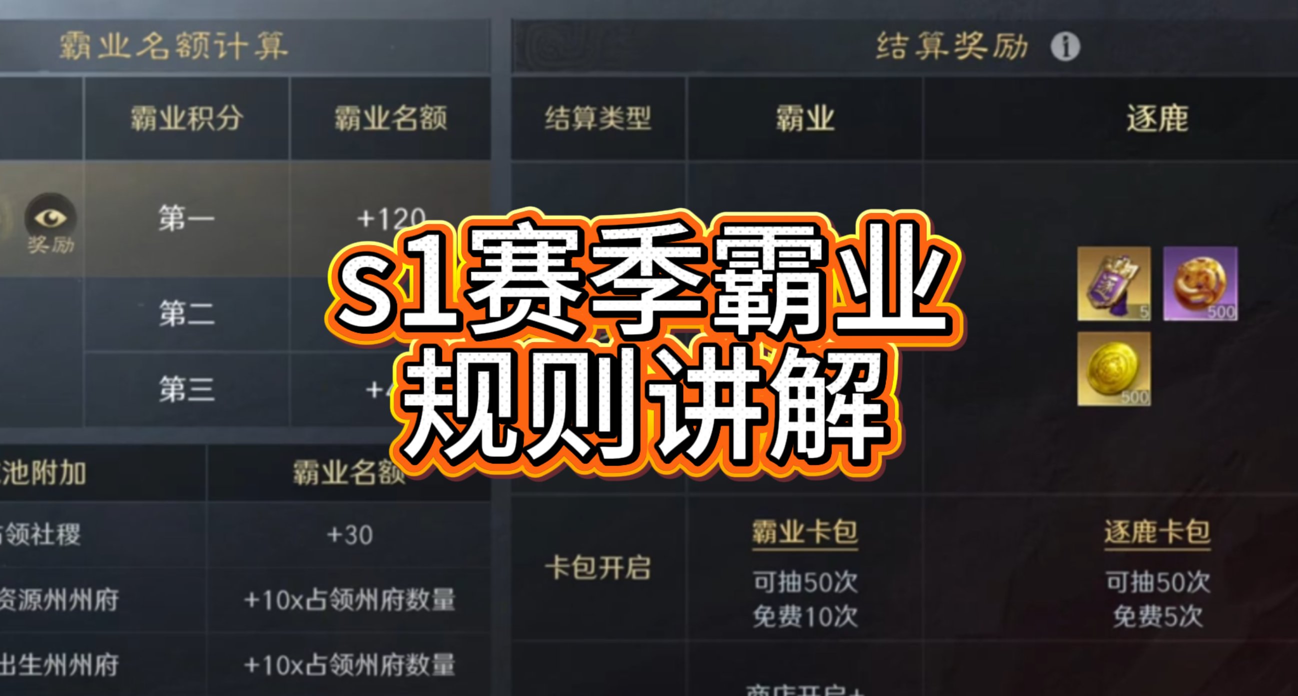 s1赛季霸业规则讲解