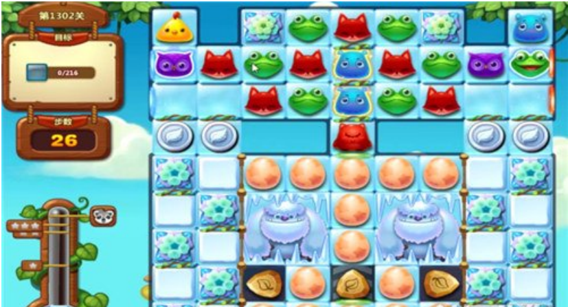 开心消消乐1302关三块魔法石坐镇