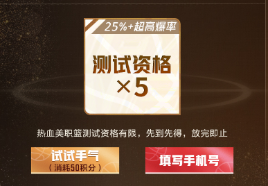 【测试活动】《热血美职篮》测试资格活动，一人参与5人上场