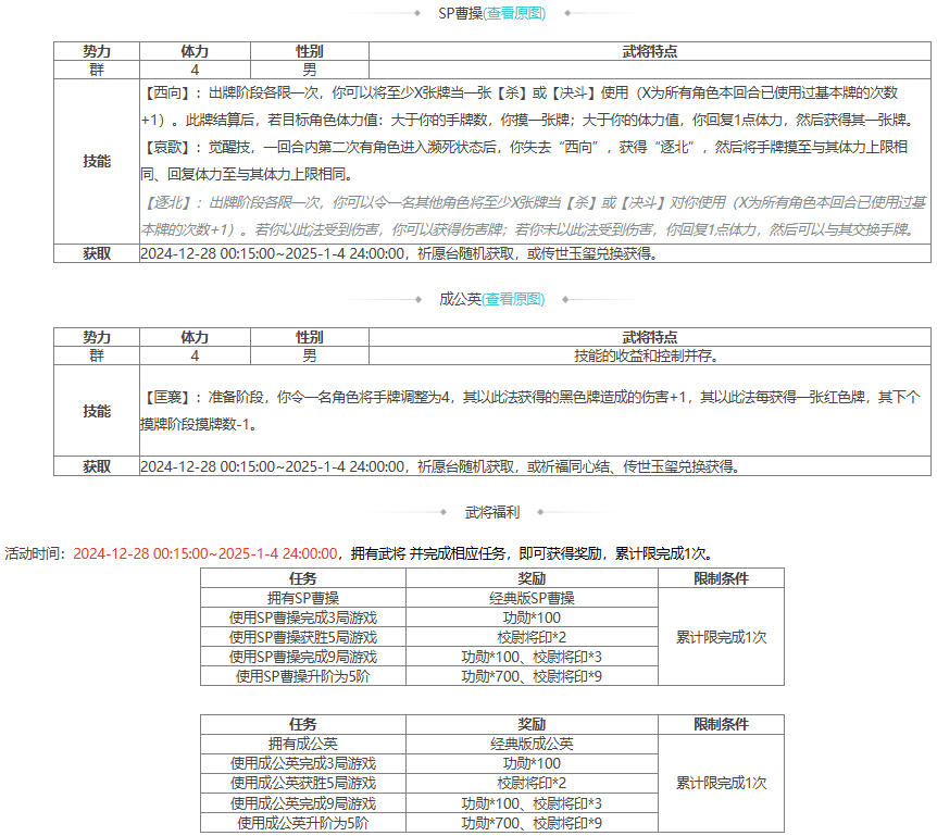 【官方活动】12.28-1.4 元旦祈愿SP曹操来袭 元旦祈福 琳琅绘卷芳泽沐鲤*族吴苋上新