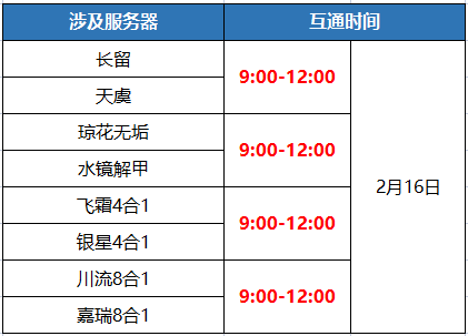 《蜀门》手游2月16日数据互通公告