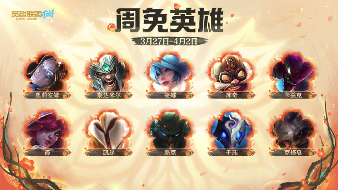 游戏资讯：《英雄联盟手游》公布新一期周免；《如鸢》一又二分之一周年活动开启