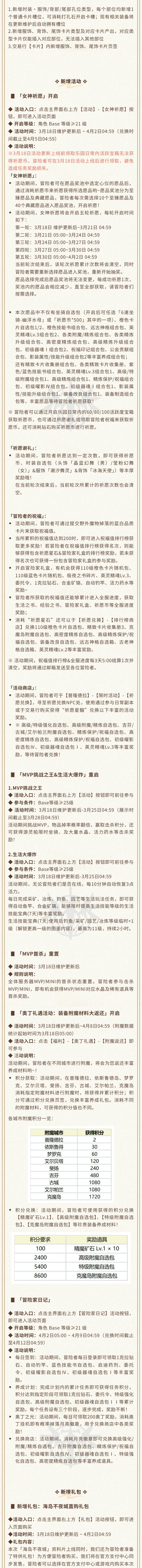 3月18日更新维护公告