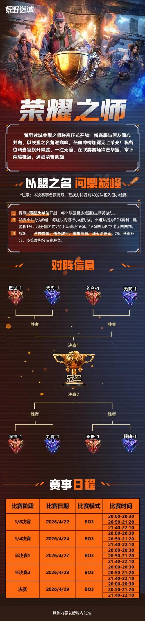 荣耀之师丨8进4对阵图
