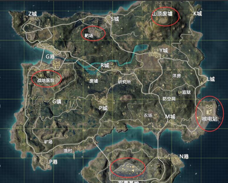 靶场是刷新突击兵,山顶废墟刷新机动兵,战地医院刷新急救兵,军事基地
