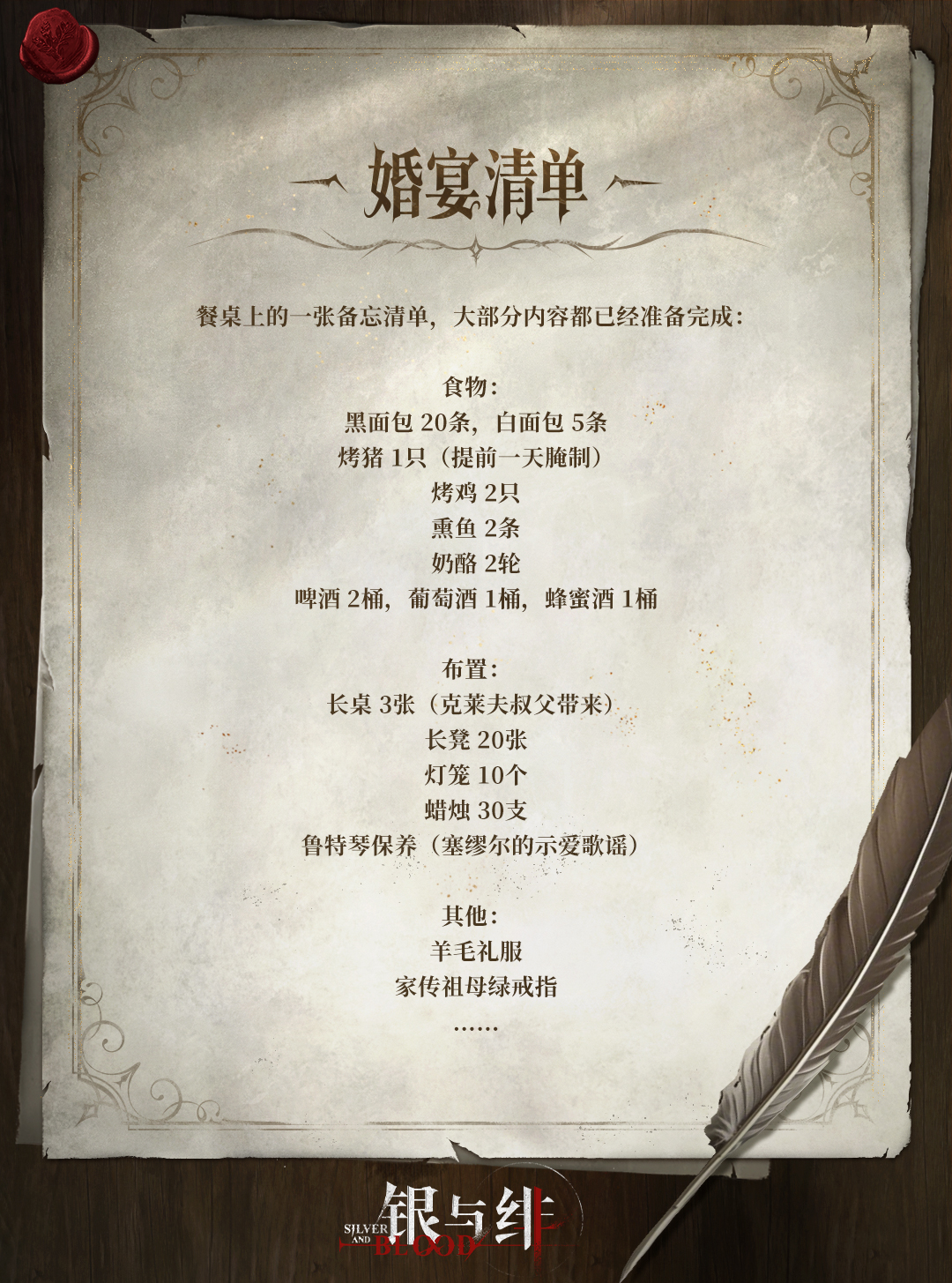 《银与绯》626公测   失落记忆手账丨婚宴清单
