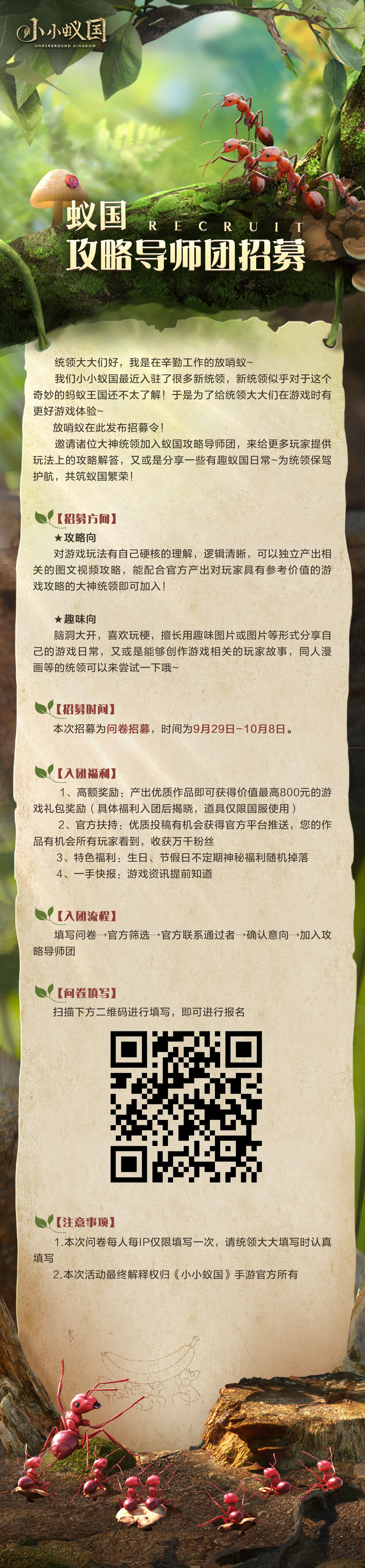 【招募令】蚁国攻略导师团招募开启，是时候展现自己了~