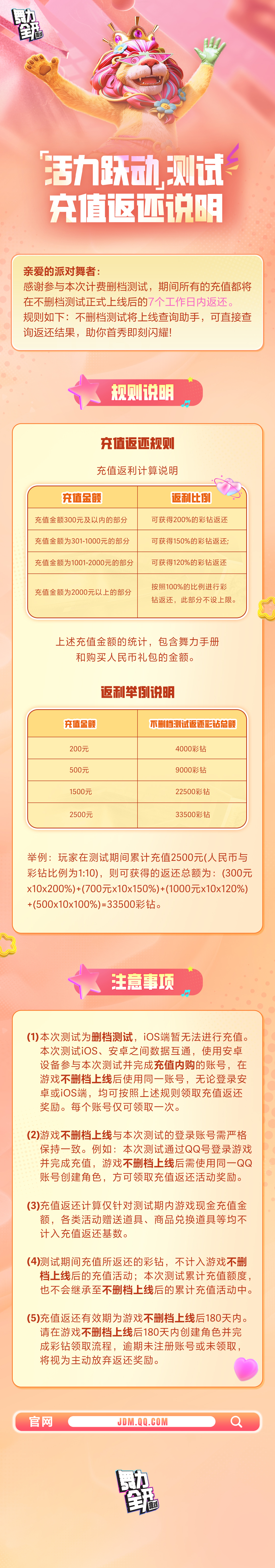 舞力全开：派对 活力跃动测试充值返还说明