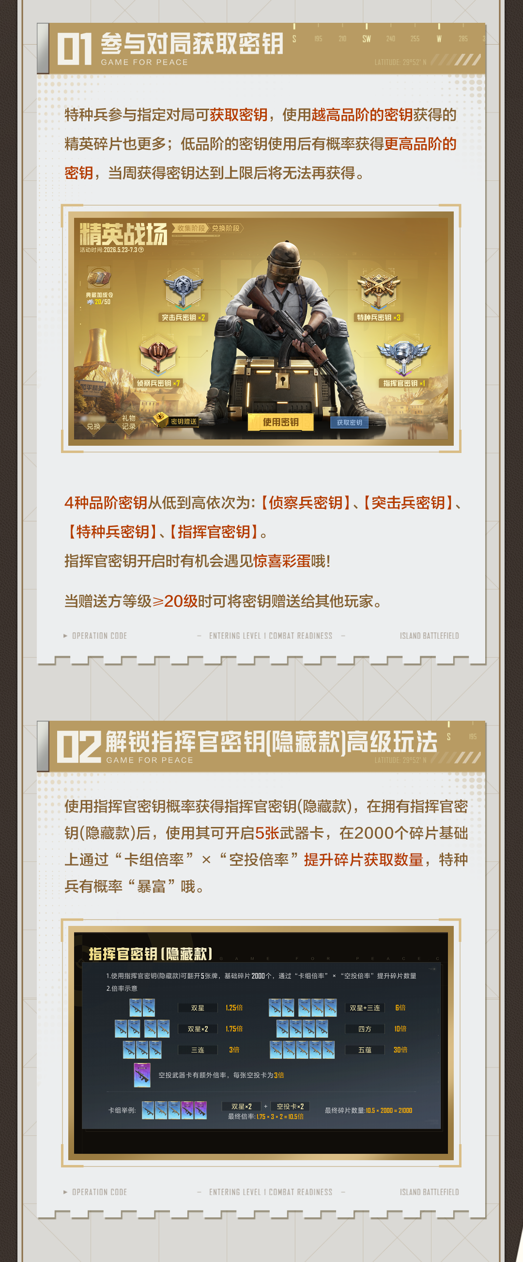 全新外观限时兑换，精英战场再次来袭！集密钥、攒碎片，对局有惊喜~