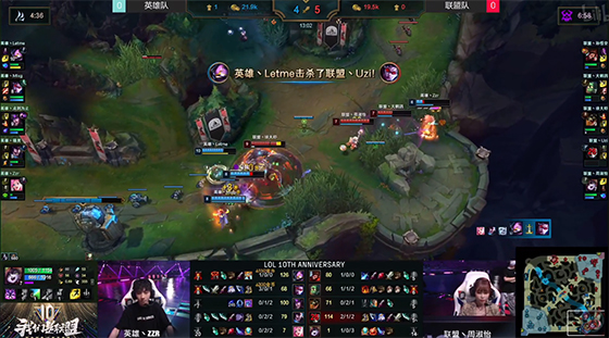 英雄联盟明星表演赛：Uzi“神之薇恩”五杀翻盘，带领“联盟队”战胜王俊凯“英雄队”！