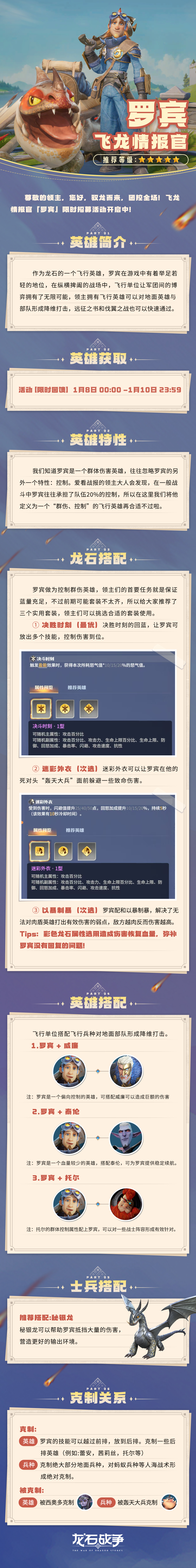 英雄攻略丨驭龙而来，团控全场！一图带你了解飞龙情报官「罗宾」