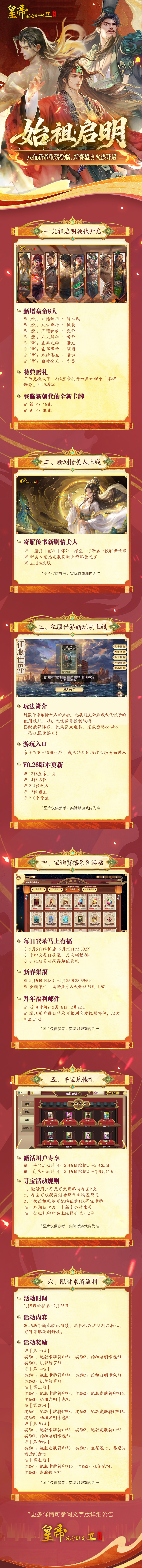 2月5日更新 | 八位新帝重磅登临，新春盛典火热开启！ 