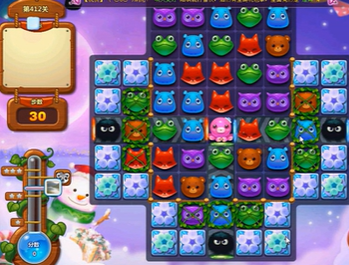 开心消消乐：第412关消除冰块及毛球特殊任务玩法