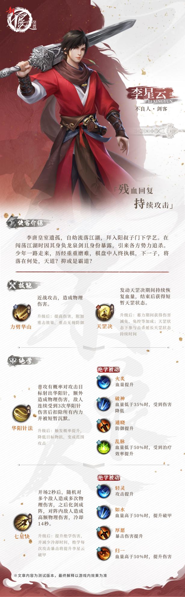 【游戏情报】侠客名录之不良人·李星云