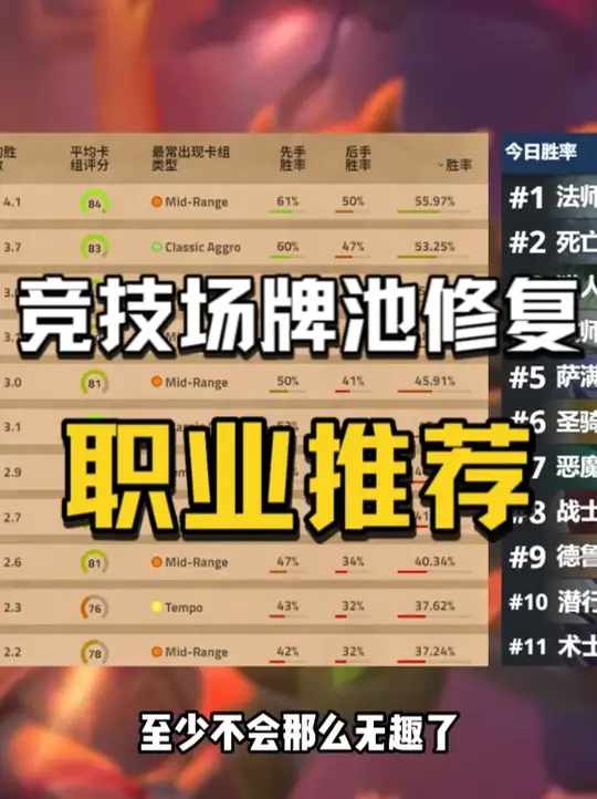 竞技场牌池修复，最新竞技场职业推荐