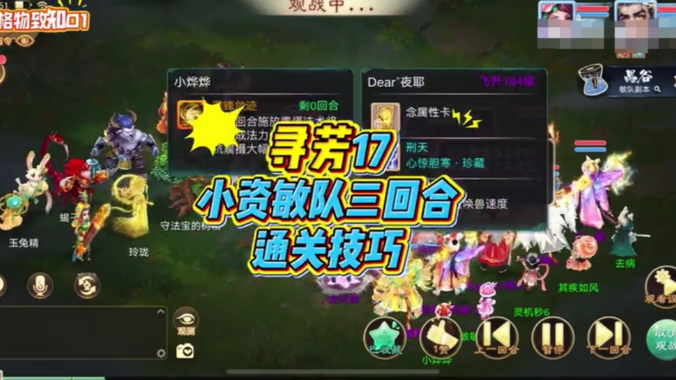 玩家分享：寻芳17，敏队三回合通关技巧