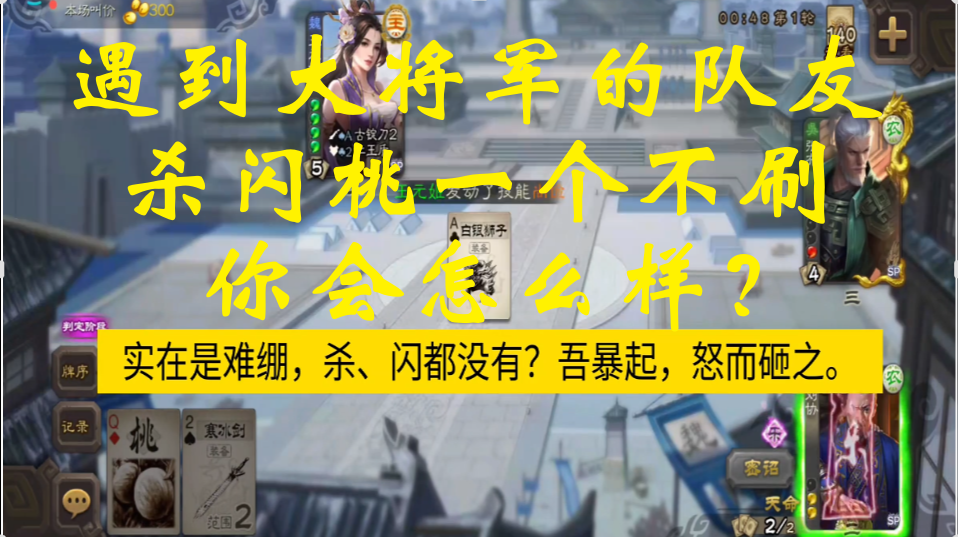 遇到大将军的队友，杀闪桃一个不刷，你会怎么样？