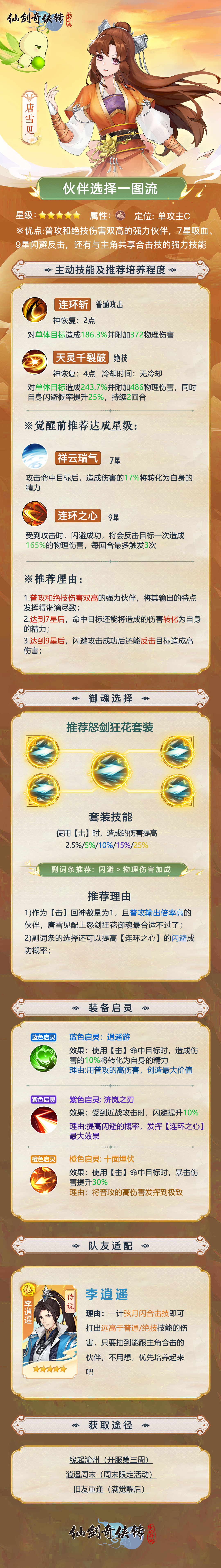 【攻略】伙伴选择一图流——唐雪见详解