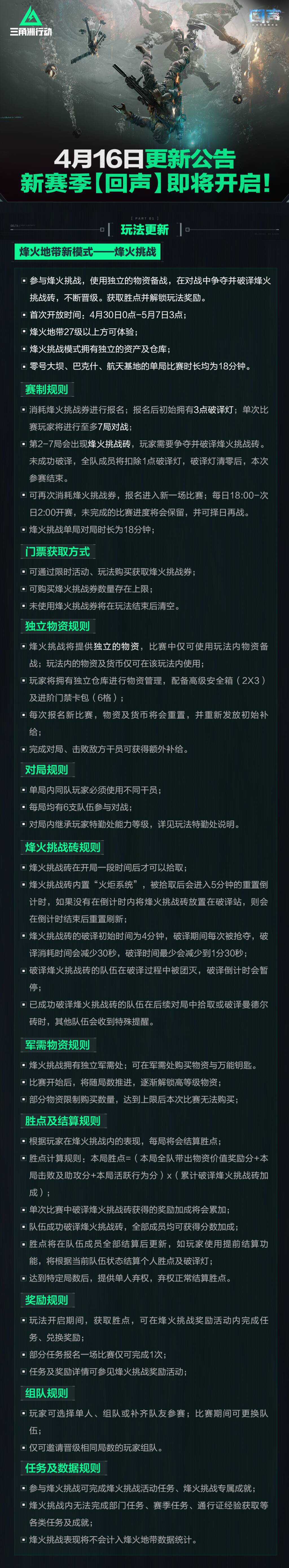 4月16日更新公告丨新赛季【回声】即将开启！