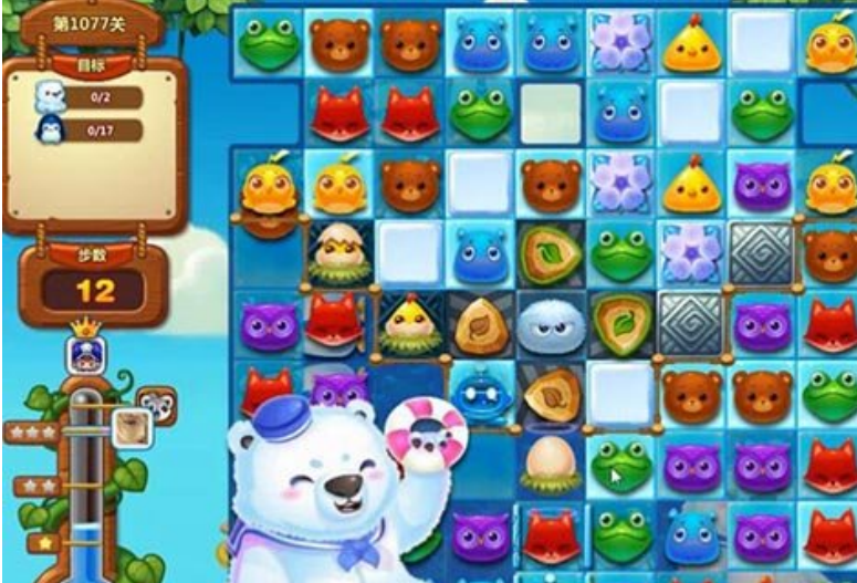 开心消消乐1077关染色宝宝也能消除