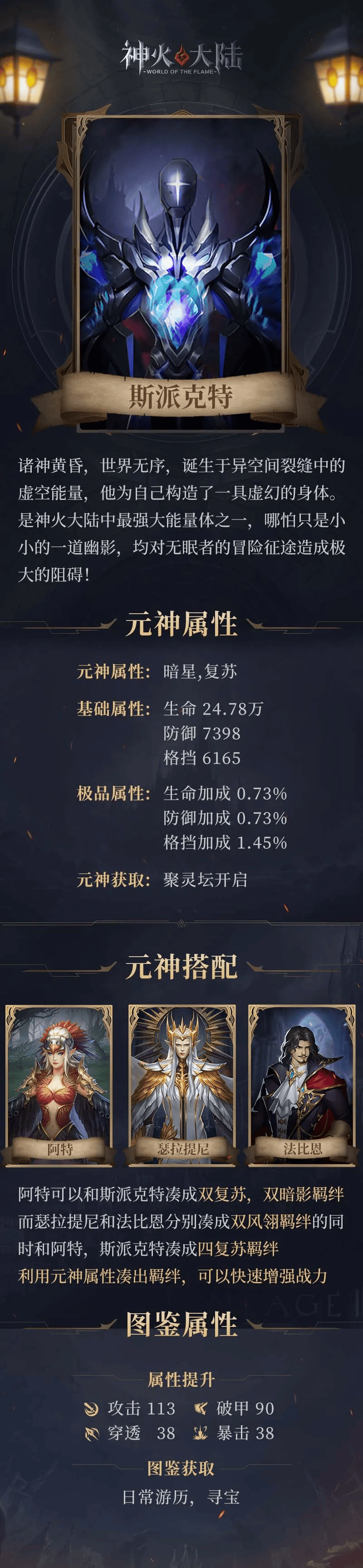 圣庭人物志丨元神斯派克特背景，属性，搭配指南速看！