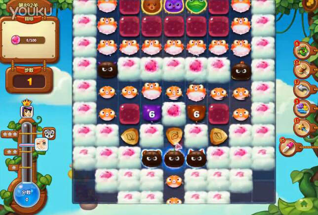 收集宝石云朵 开心消消乐892关攻略分享