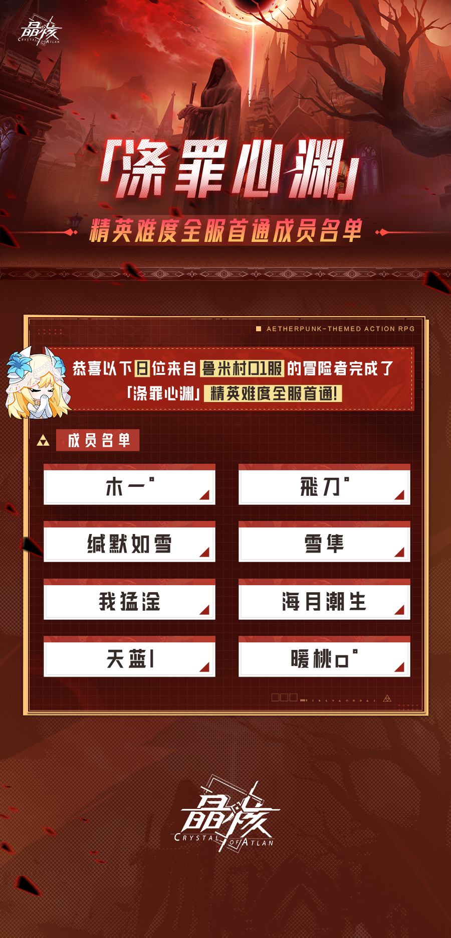 「涤罪心渊」团本精英难度全服首通团队出炉！