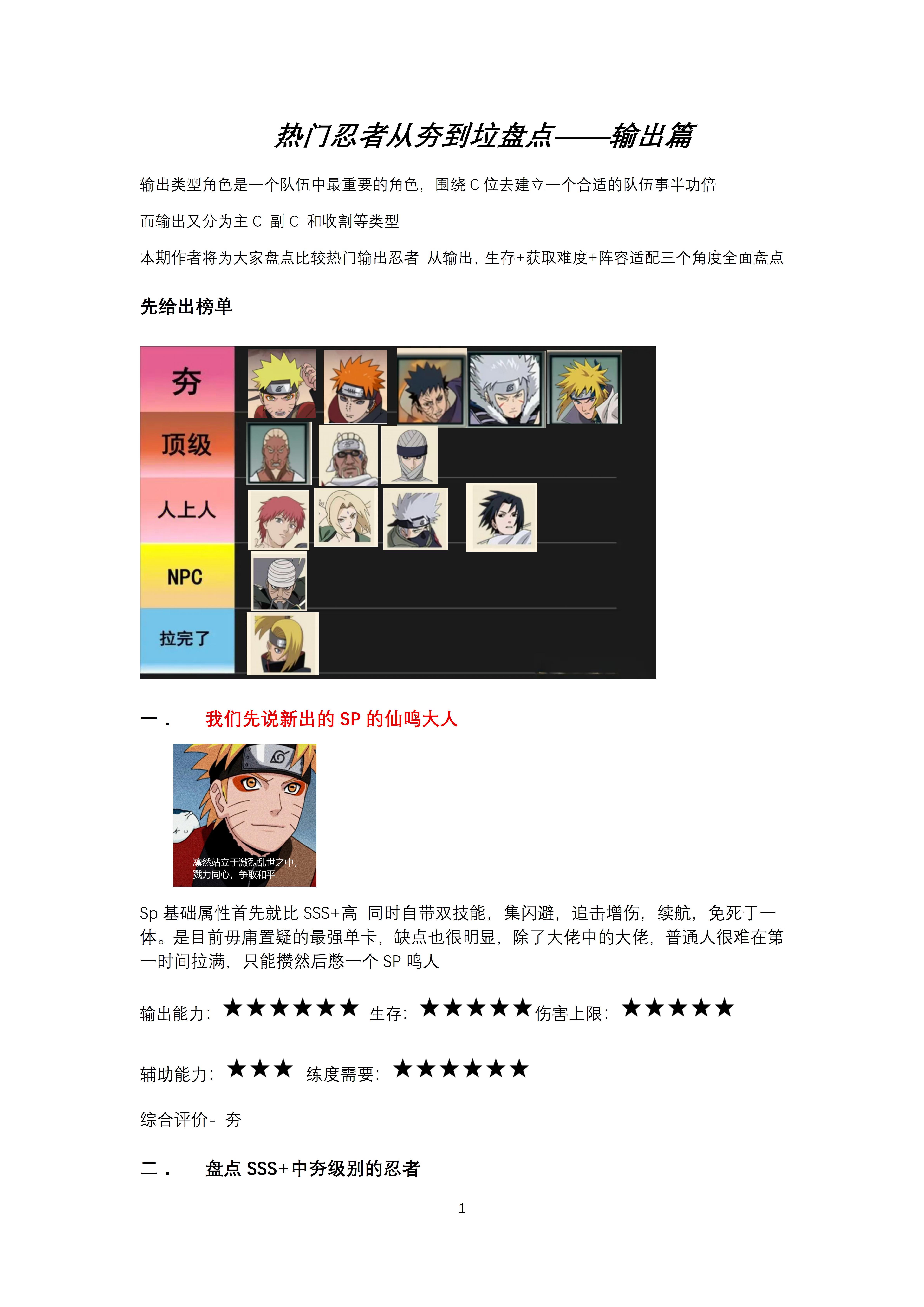 输出忍者盘点