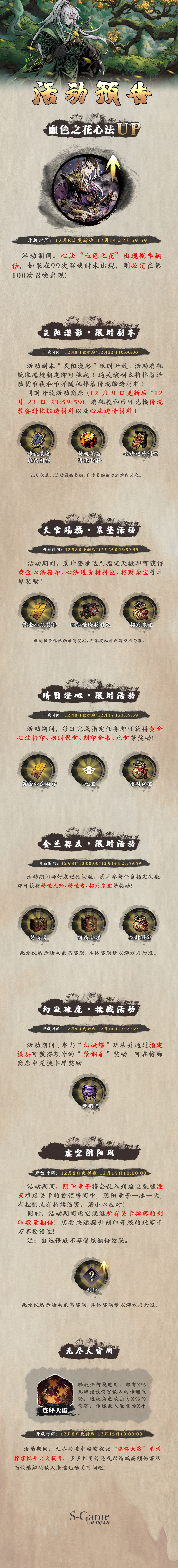 【橙贴】血色之花心法UP！虚空阴阳周开启及本周福利活动说明！