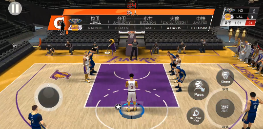 美职篮2K20：三分线外持球呼叫队友挡拆拿到空位快速得分