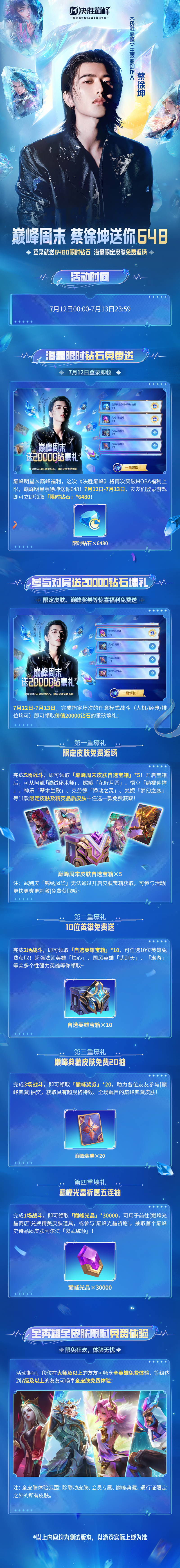 蔡徐坤送你648丨巅峰周末活动介绍长图
