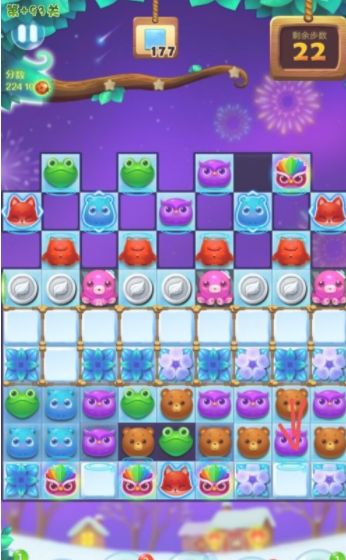 开心消消乐：对局92关梯子型消除界面通关方法