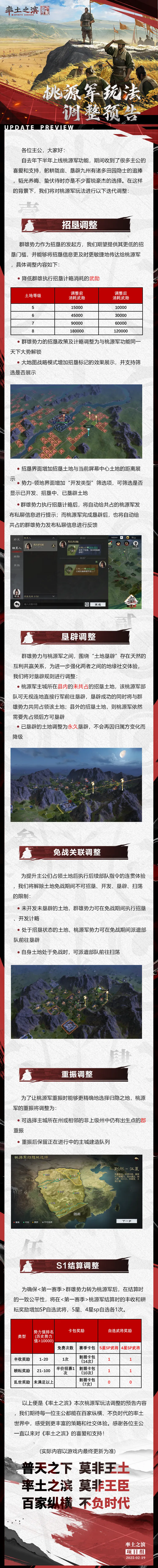 《率土之滨》桃源军玩法调整预告