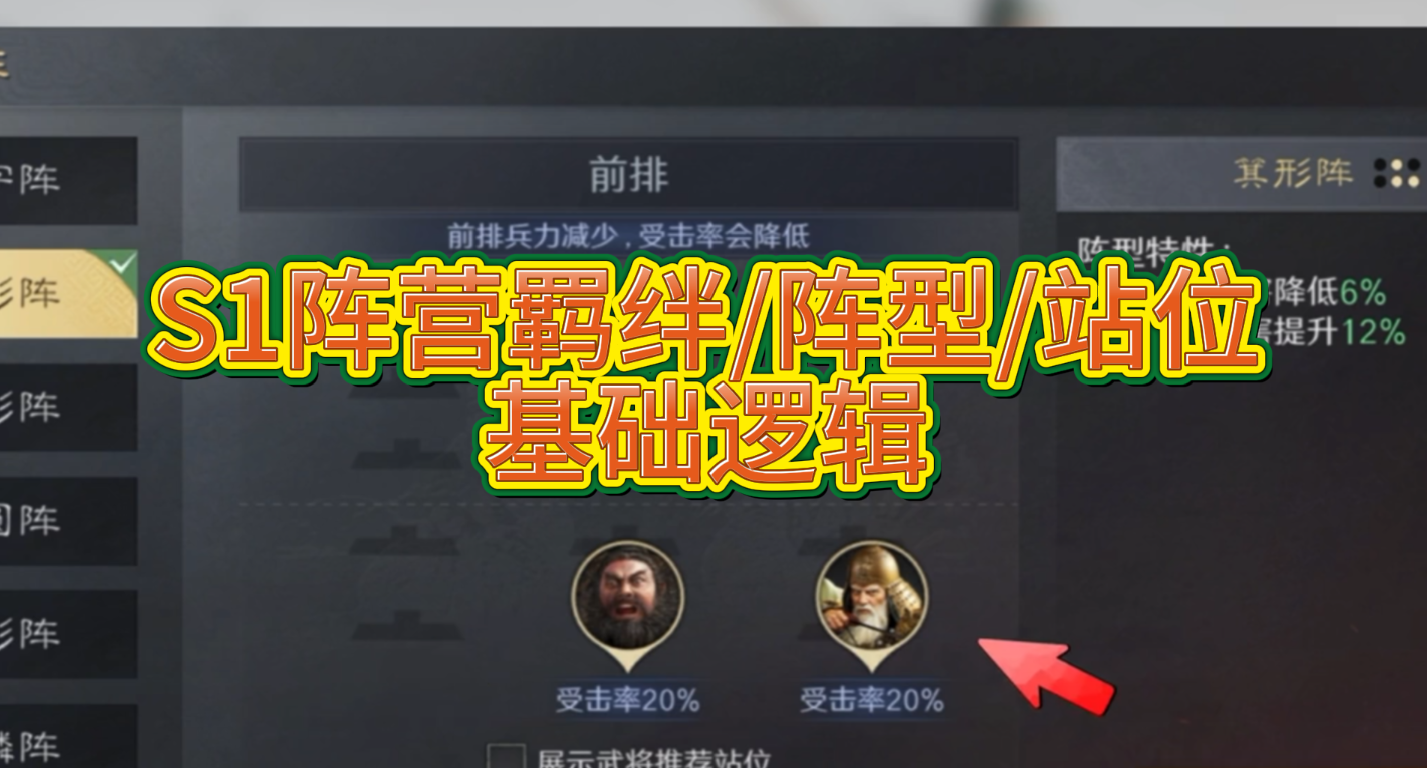 S1阵营羁绊/阵型/站位：基础逻辑