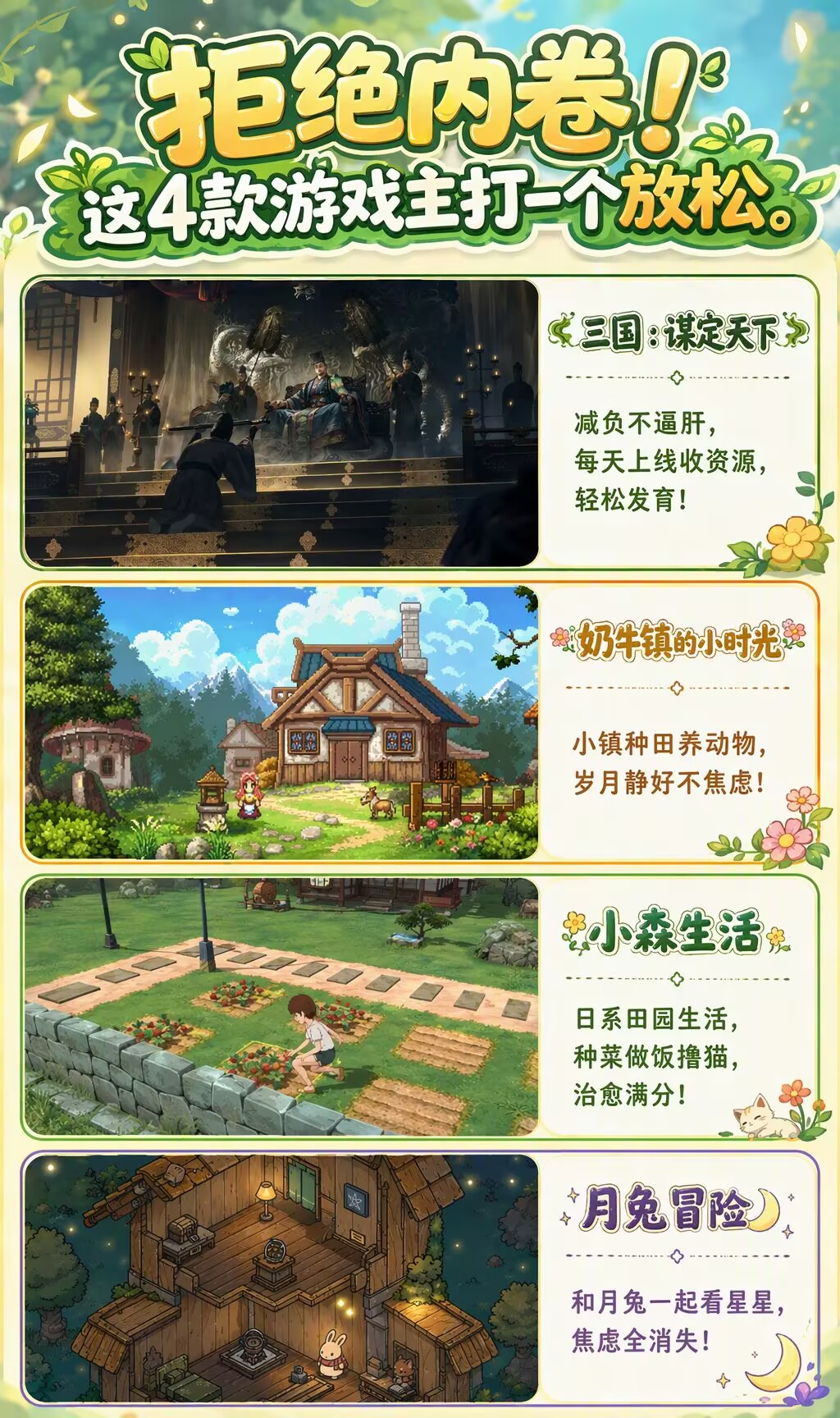拒绝内卷！这4款游戏主打一个放松