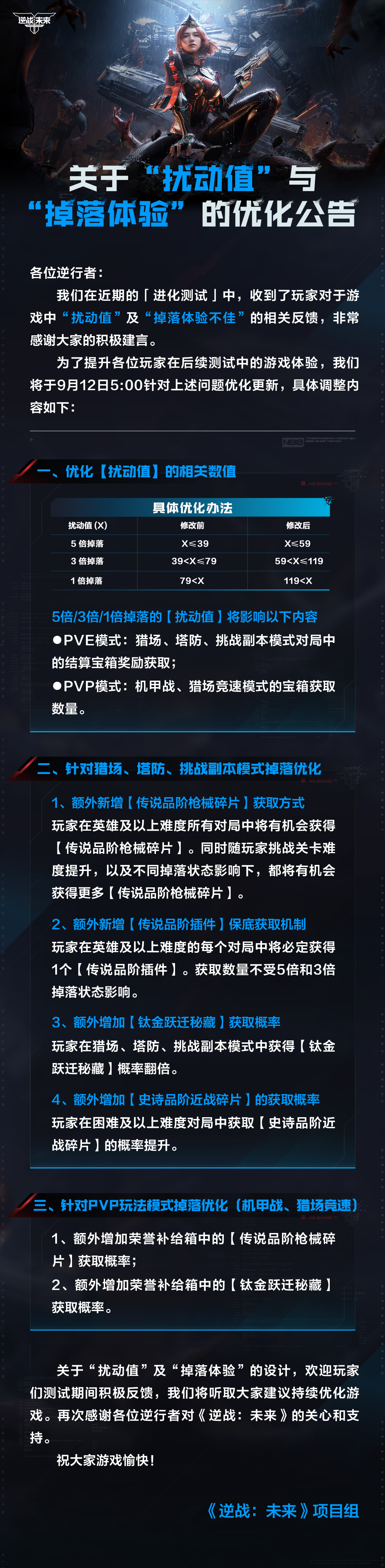 关于“扰动值”与“掉落体验”的优化公告