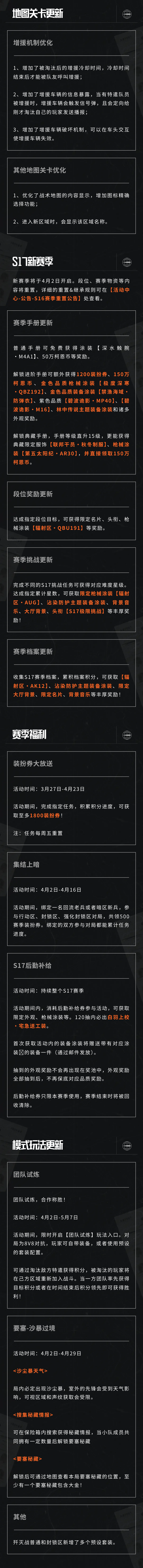 《暗区突围》全新版本“迷雾”4月2日来袭，全新S17赛季同步开启！