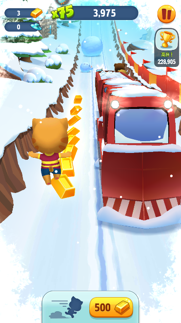 《汤姆猫跑酷》雪山滑行跑酷