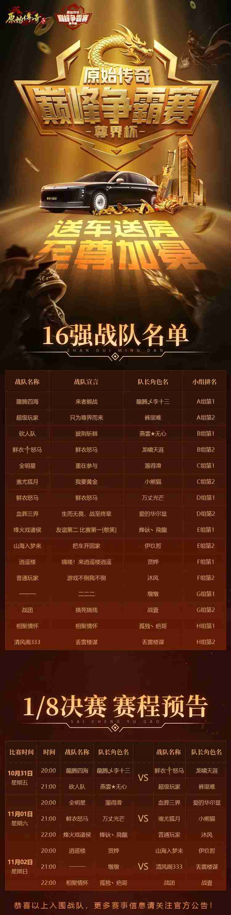 原始尊界杯 | 16强勇士脱颖而出！1/8决赛赛程预告热血公布！