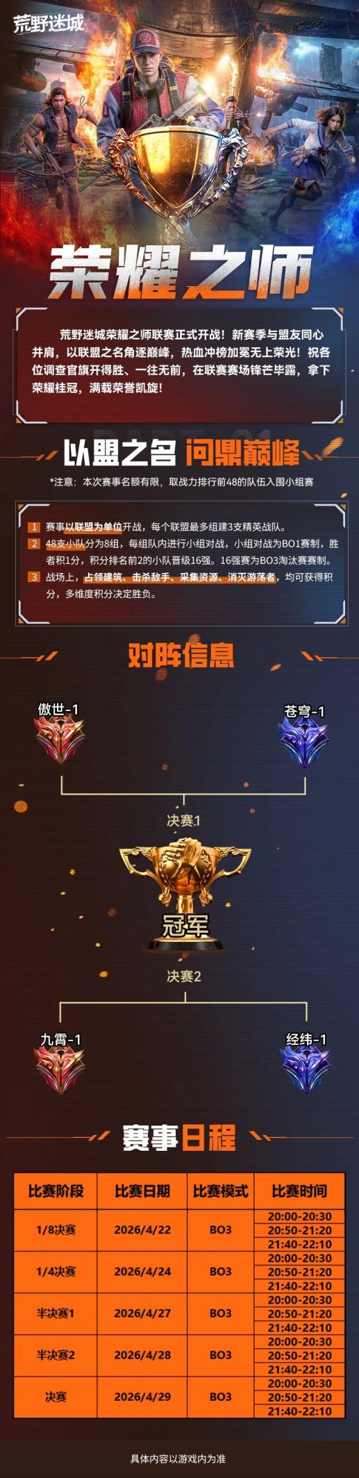 荣耀之师丨四强对阵图